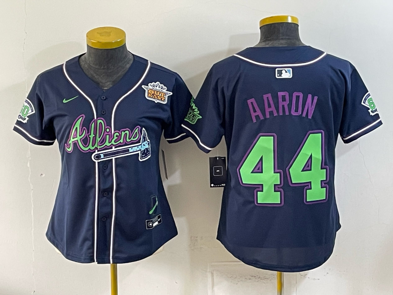 women 2026 Atlanta Braves #44 Aaron blue Game Nike MLB Jersey 072700